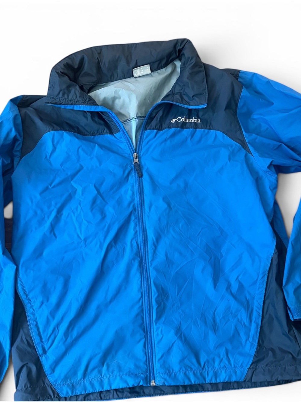 Columbia Men’s Packable Hooded Windbreaker Jacket Blue Navy Size L